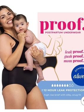 Always Black High Rise Postpartum Leak-Proof Brief Size Small *NEW